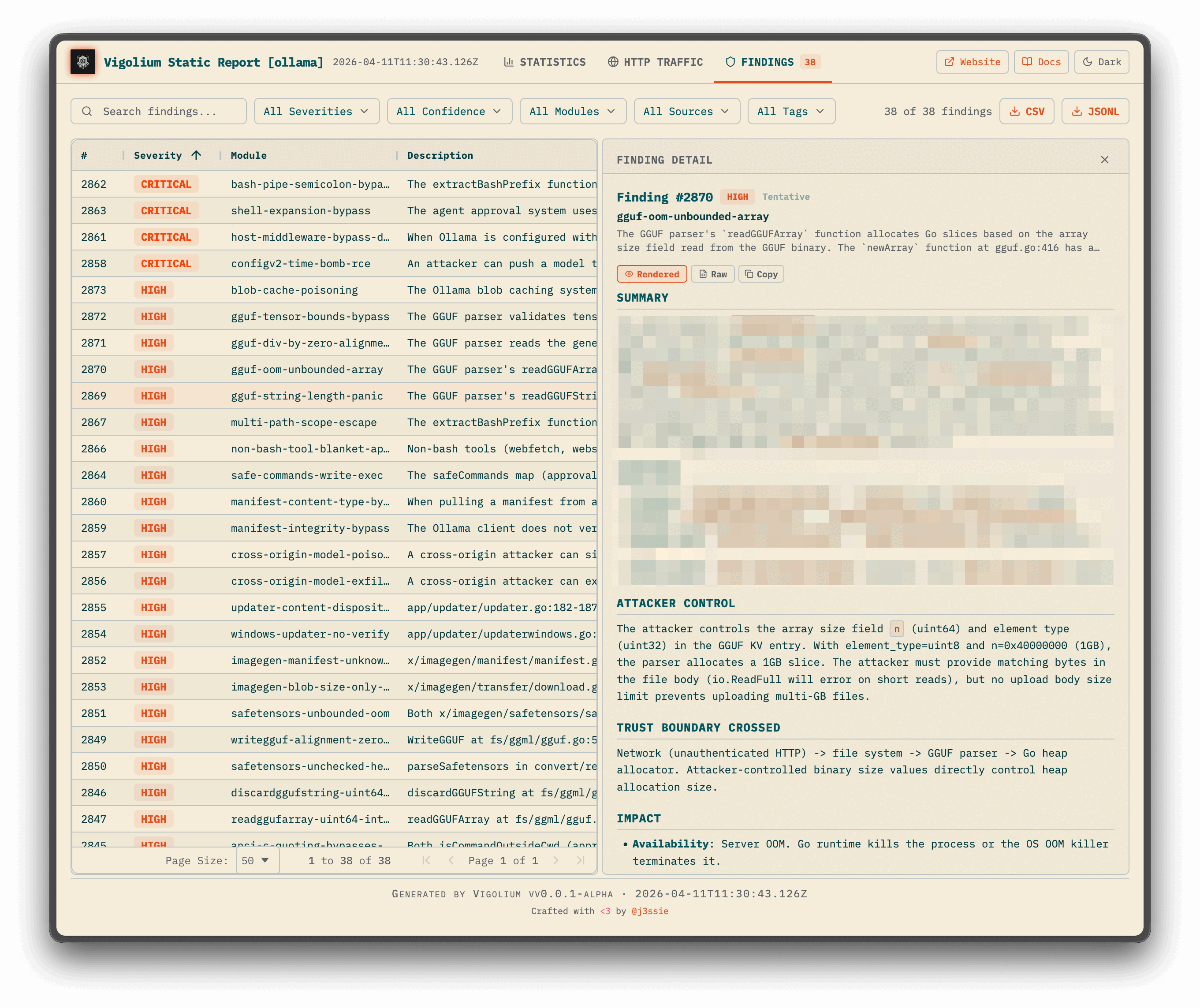 Vigolium open-source audit — report detail